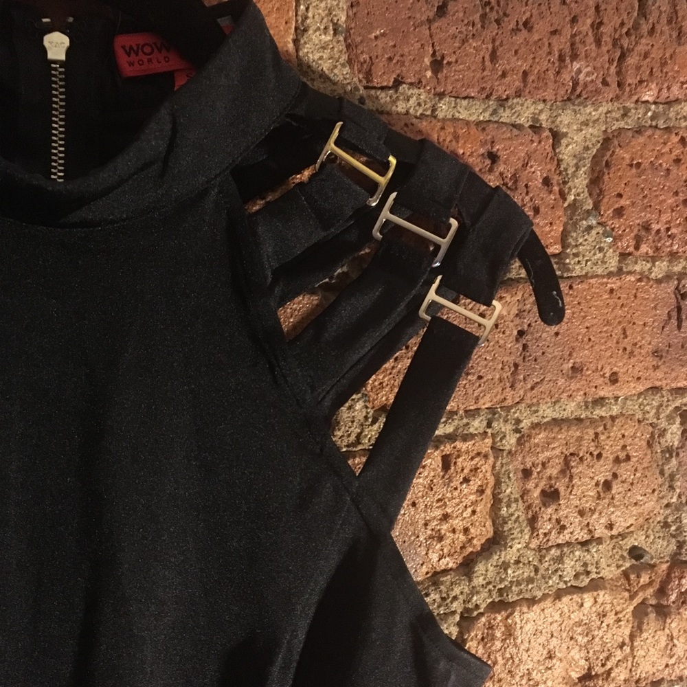 Strappy V-Cut Black and Gold Bodysuit